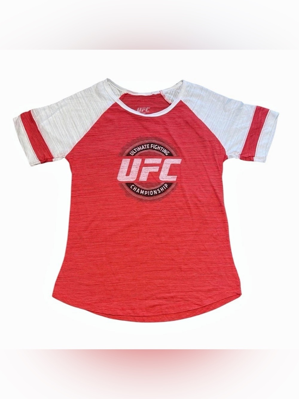 Retro Varsity UFC Graphic Raglan Tee Small Red White Y2K NWT